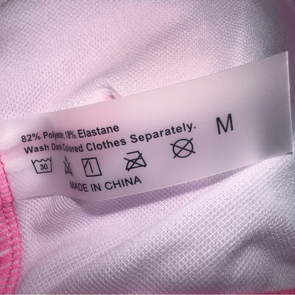 COTTON CANDY neon pink stripe high rise one shoulder bikini women’s size medium - Picture 12 of 14